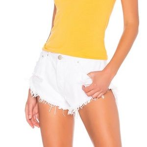 superdown white denim shorts
